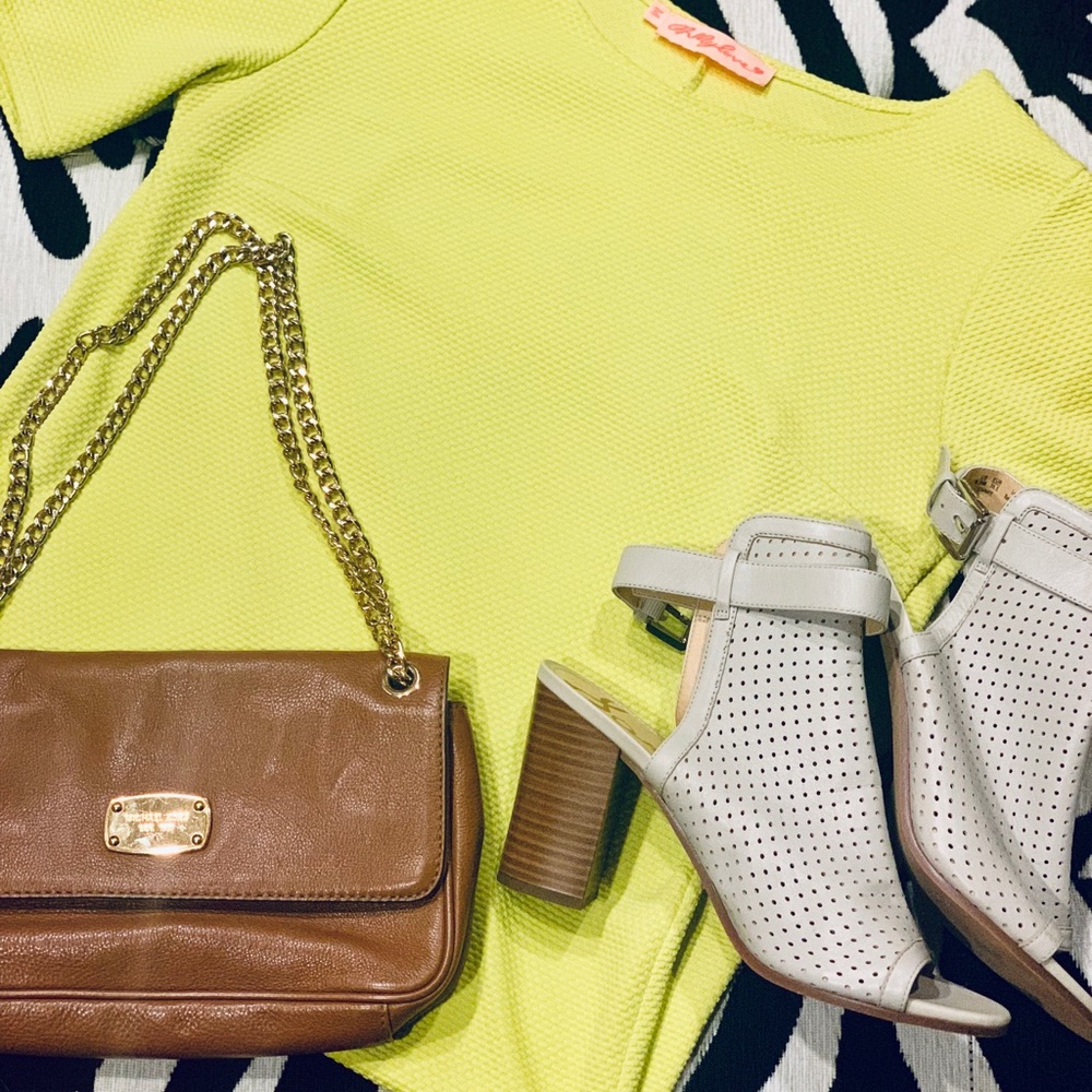 All My Love Electric Yellow Midi Dress MEDIUM